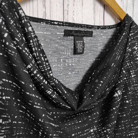 Kenneth Cole Cowl Drape Neck Short Sleeve Popover Top Black Medium - Picture 3 of 11